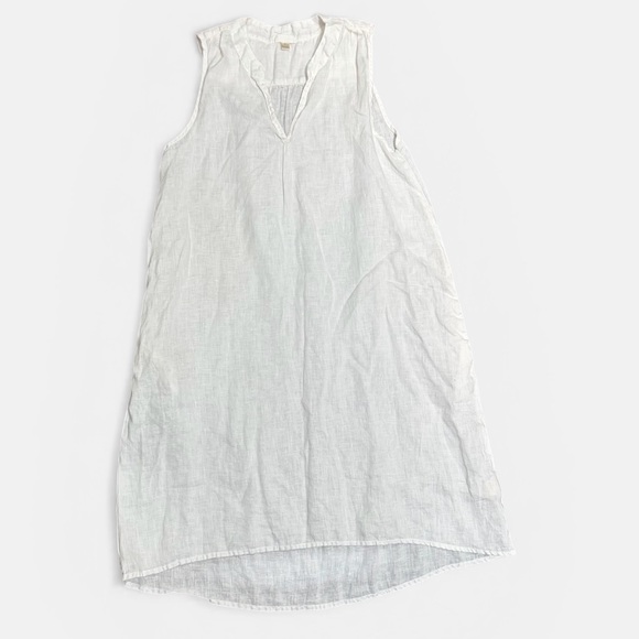 Dylan Linen White Sleeveless Dress with Pockets - Picture 3 of 4